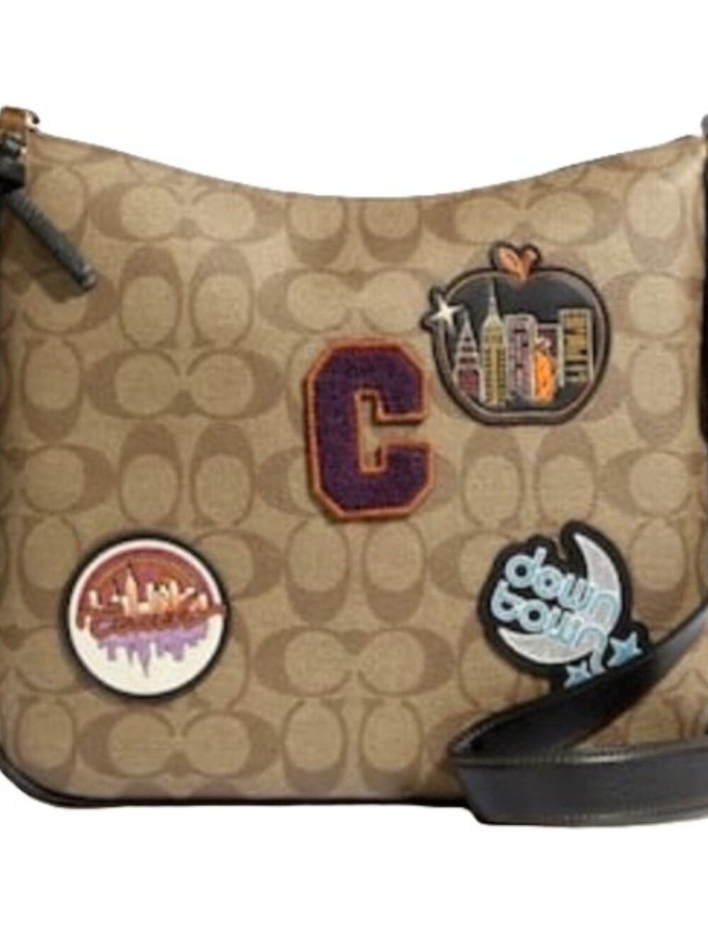 Coach C6919 Ellie File Bag In Signature Canvas With Disco Patches Bag EUC